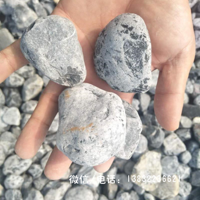 灰色石子铺地砾石白色灰色黑色彩色鹅卵石厂家加工制作出售